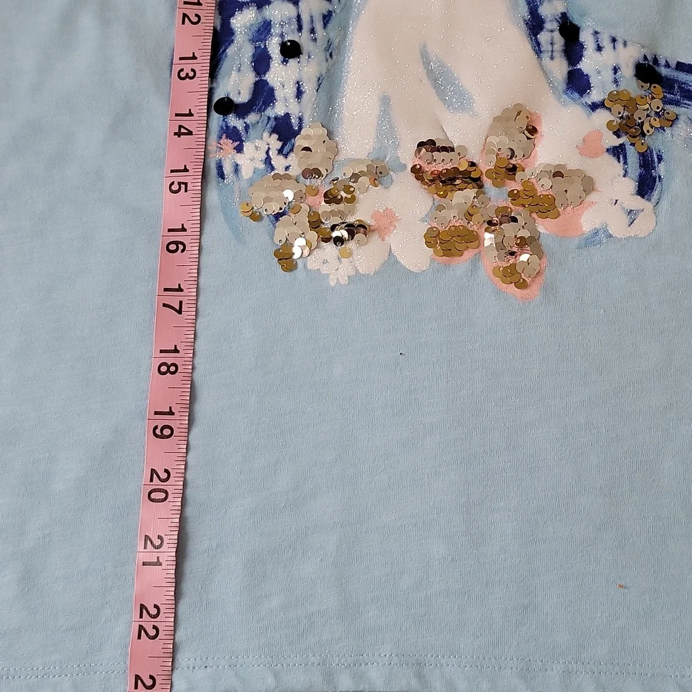 Justice Girls Unicorn Graphic Racerback Tee Blue Size L 14-16